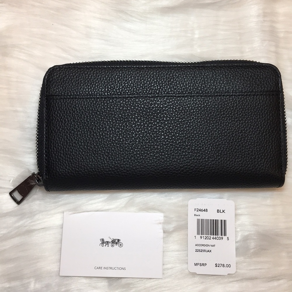COACH Accordion Wallet 💙 Black Smooth Leather NWT - Picture 2 of 8